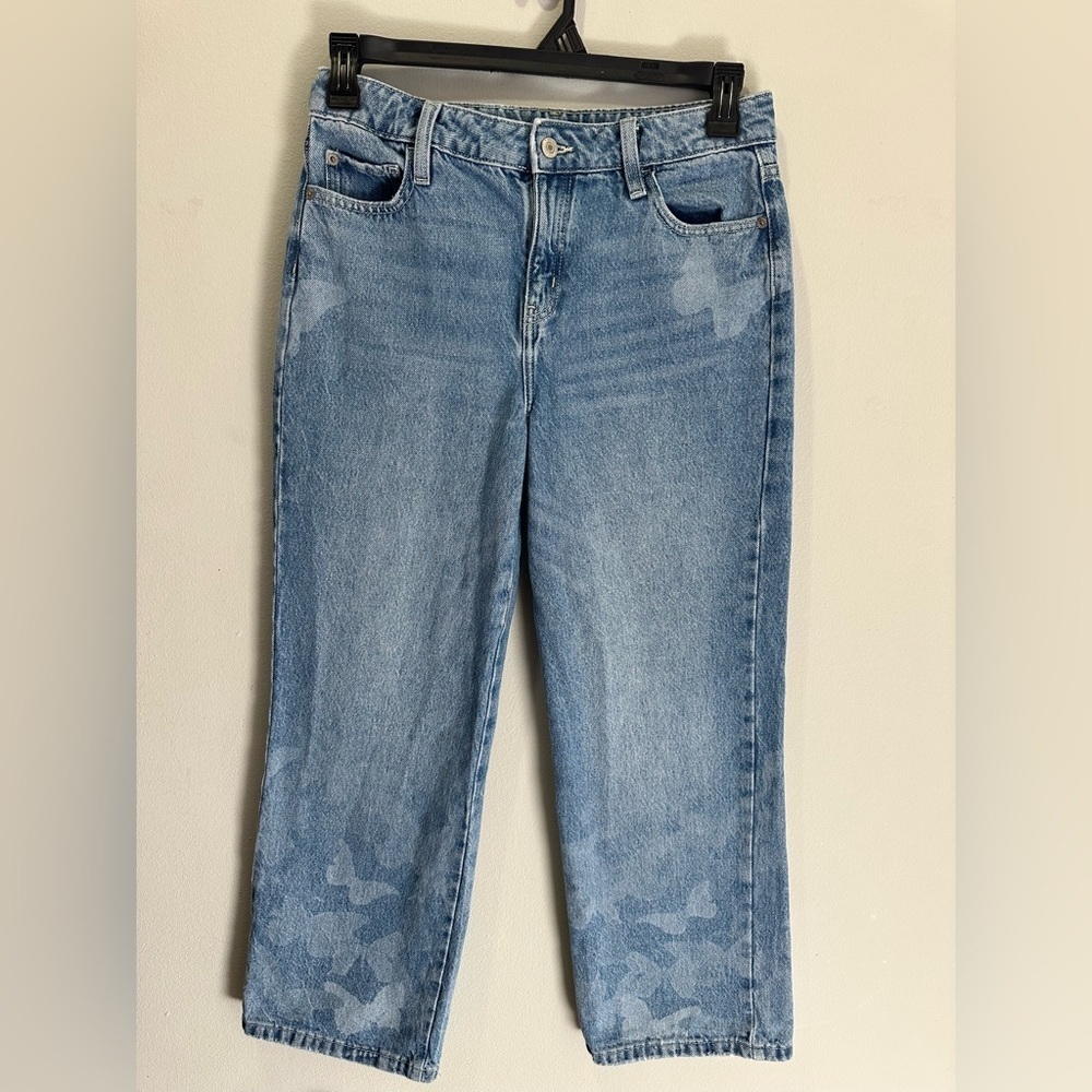 Thereabouts Girls High Rise Wide Leg Butterfly Jeans Blue Size 14.5 Plus